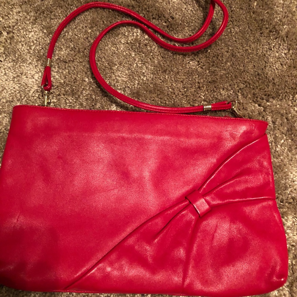 Red clutch handbag.  EUC